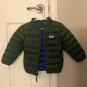 REI Co-op, Reversible 650 Down Jacket, 2T, Toddlers' Green Arbor/Halcyon Blue